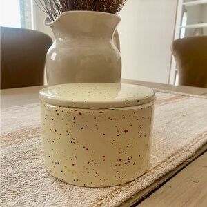 Brand NWOT Ceramic Container with Speckled Design